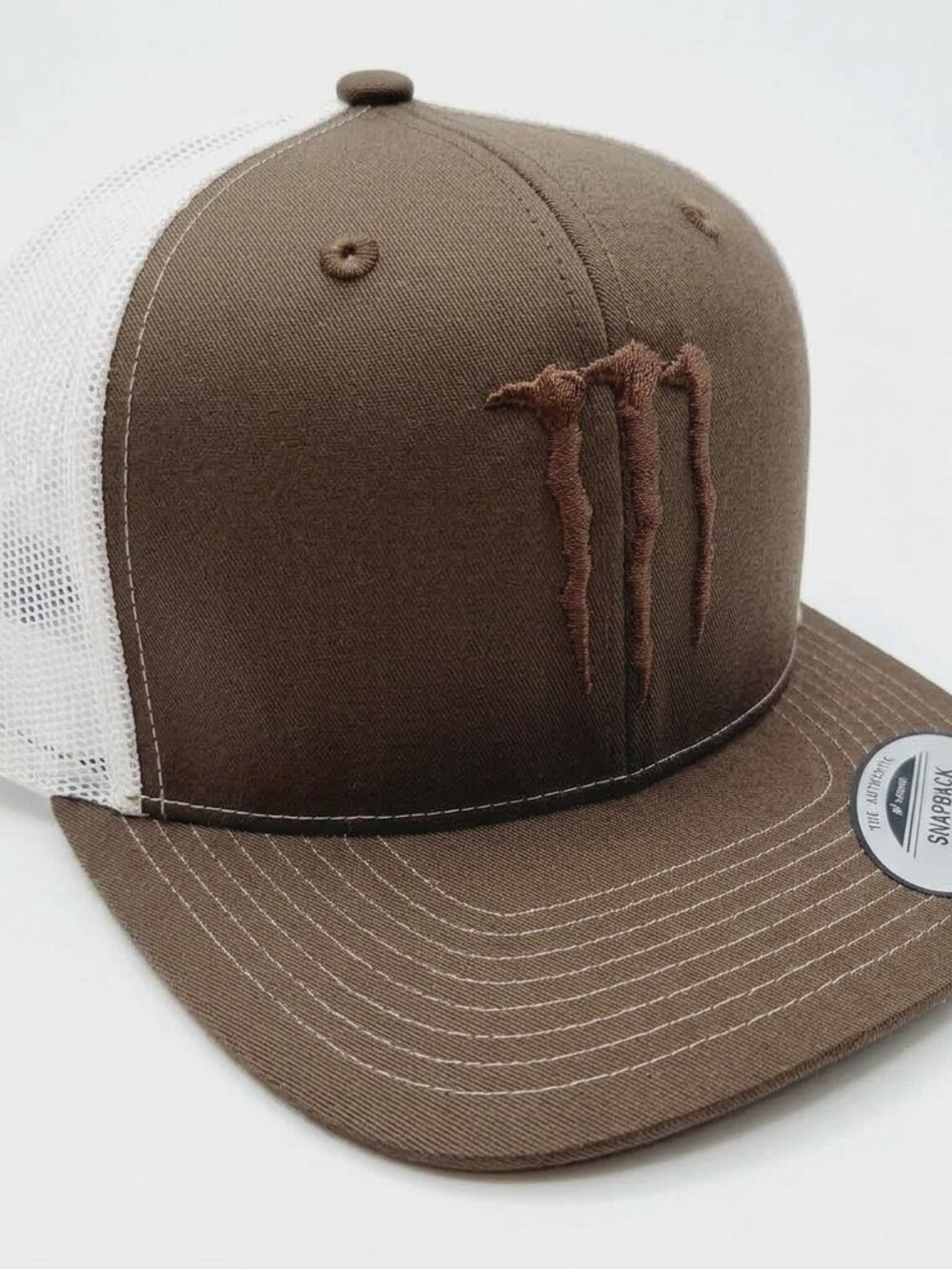 Retro Monster Energy Hat Claw Logo Brown White Mesh Snapback Trucker Cap USA New